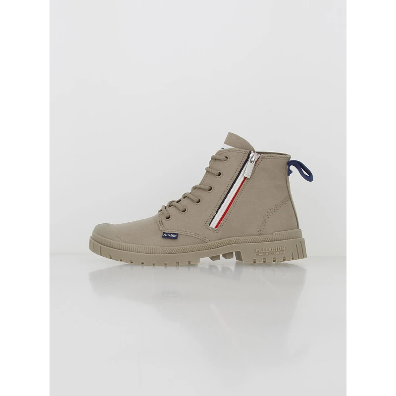 Baskets Montantes En Toile French Outzip Beige Femme - Palladium