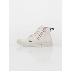 Baskets Montantes En Toile French Zip CrĂšme Femme - Palladium