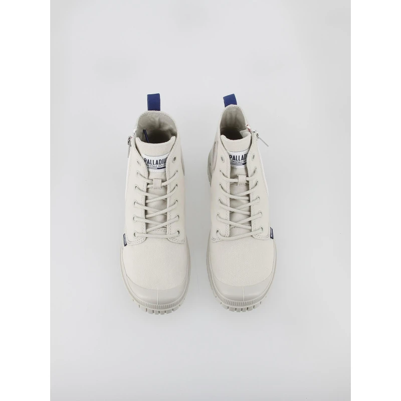 Baskets Montantes En Toile French Zip Crème Femme - Palladium – Image 4