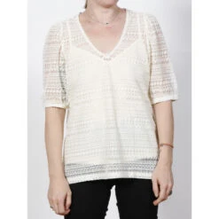 Blouse Dentelle Kasta écru Femme - Vero Moda