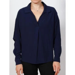 Blouse Manches Longues Clara Bleu Marine Femme - Tiffosi