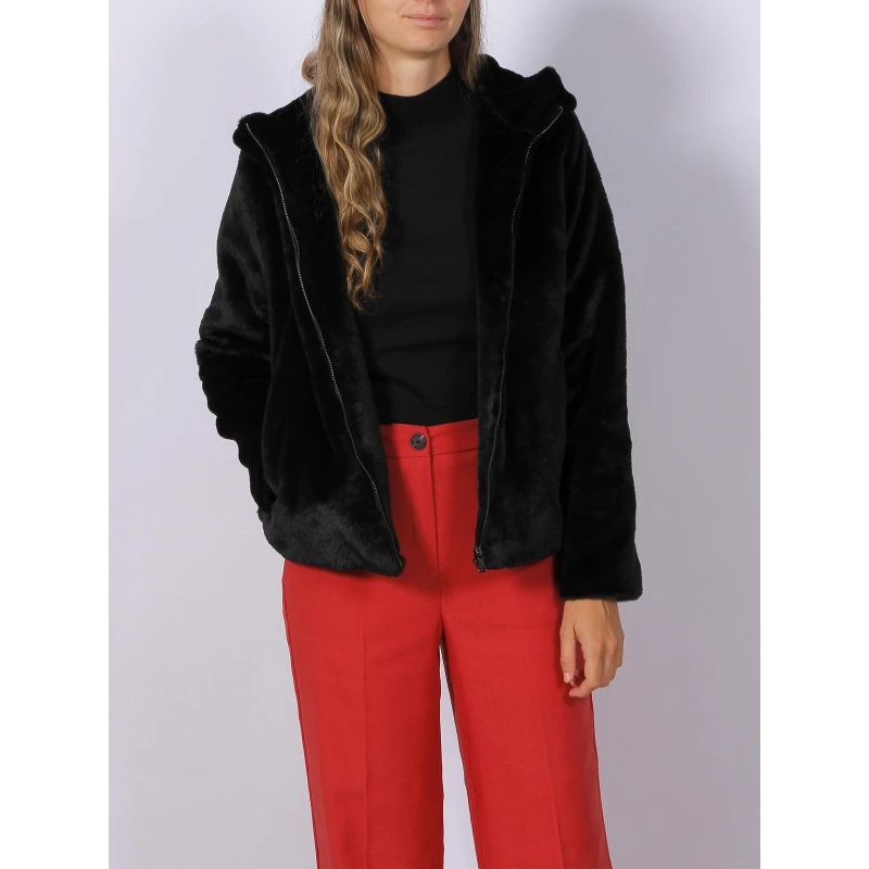 Blouson Classic Ă Fourrure Noir Femme - Tiffosi