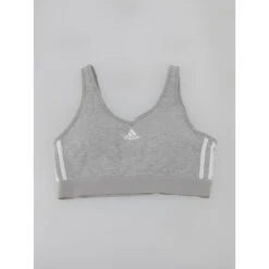 Brassière De Sport 3 Stripes Gris Chiné Femme - Adidas