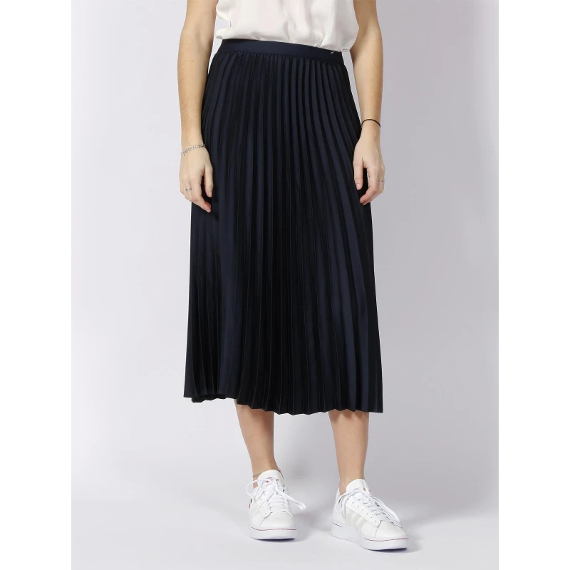 Jupe Midi Plissé Bleu Marine Femme - Teddy Smith