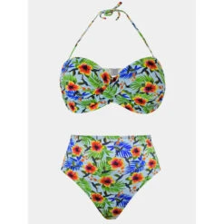 Maillot De Bain 2 Pièces Floral Emma Bleu Femme - Grain De Sable