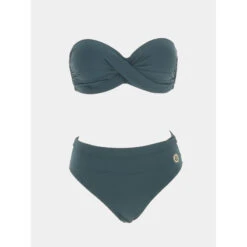 Maillot De Bain 2 Pièces Uni Vert Femme - Grain De Sable