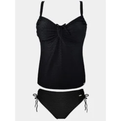 Maillot De Bain Tankini Zigzag Relief Noir Femme - Grain De Sable
