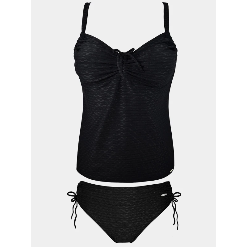 Maillot De Bain Tankini Zigzag Relief Noir Femme - Grain De Sable