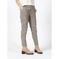 Pantalon Chino à Carreaux Beige Femme - Salsa