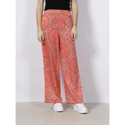 Pantalon Imprimés Fluide Large Rina Rose Corail Femme - Vero Moda