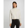 Pull Crop Col Roulé Court Ivoire Femme - Morgan