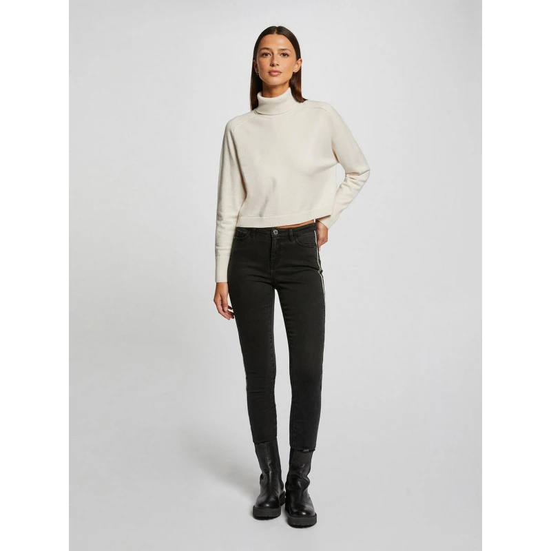 Pull Crop Col RoulĂ© Court Ivoire Femme - Morgan â Image 3