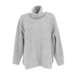 Pull Oversize Col Roulé Chloé Gris Femme - Teddy Smith
