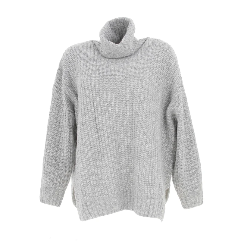 Pull Oversize Col Roulé Chloé Gris Femme - Teddy Smith