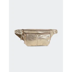 Sac à Bandoulière Naja En Cuir Doré Femme - Pieces