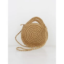 Sac Bandoulière Rond Raphia Artia Marron Femme - Deeluxe