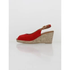 Sandales à Talons Compensés En Cuir Rouge Femme - Tamaris
