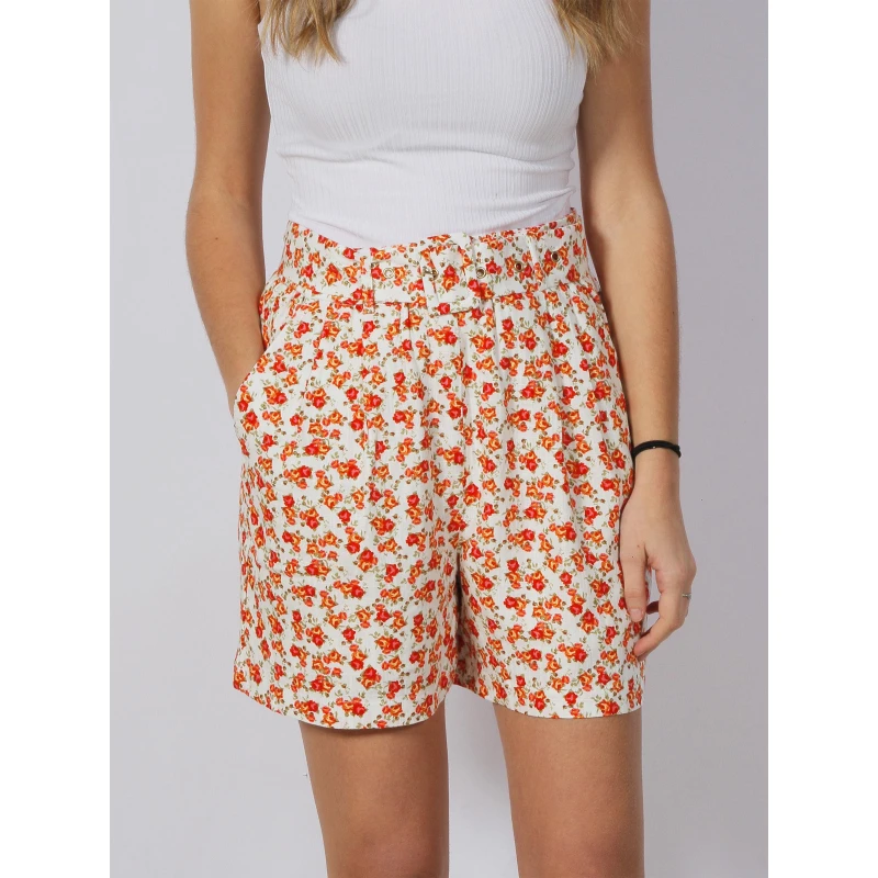 Short Ă Fleurs Rosie Blanc Orange Femme - Vero Moda