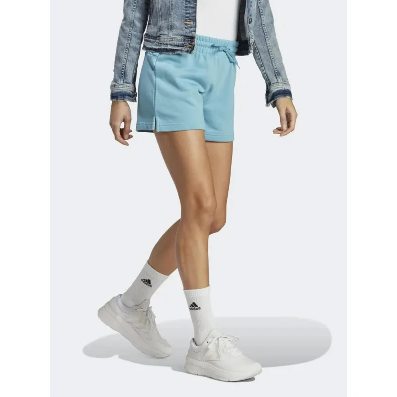 Short De Sport Linear Logo Bleu Femme - Adidas – Image 3