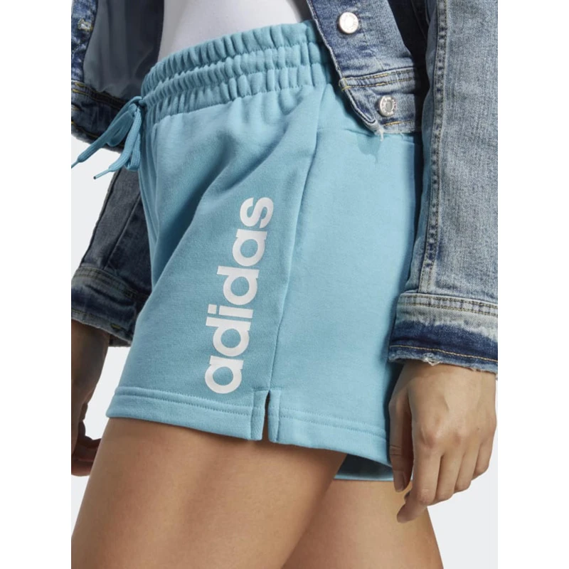 Short De Sport Linear Logo Bleu Femme - Adidas – Image 4