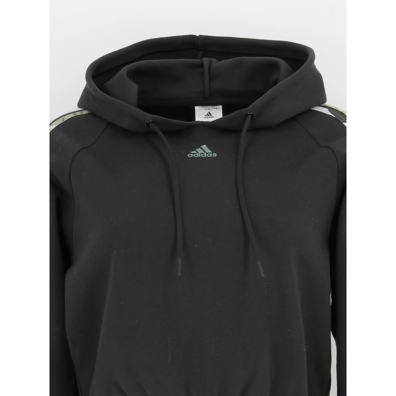 Sweat Ă Capuche 3 Bandes Noir Femme - Adidas â Image 4