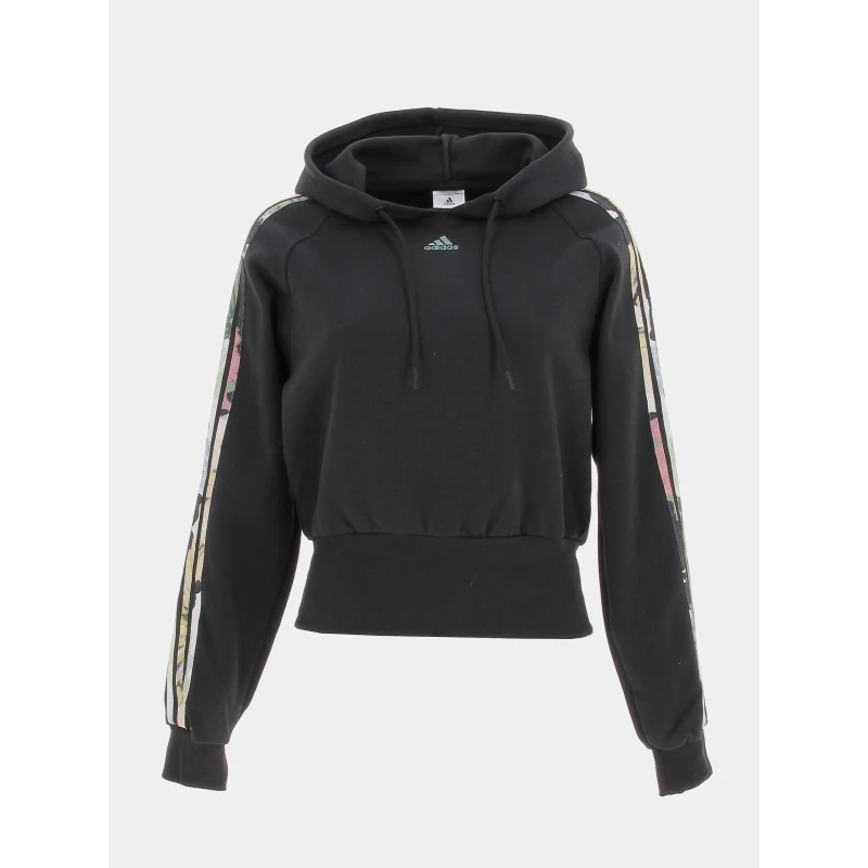 Sweat Ă Capuche 3 Bandes Noir Femme - Adidas