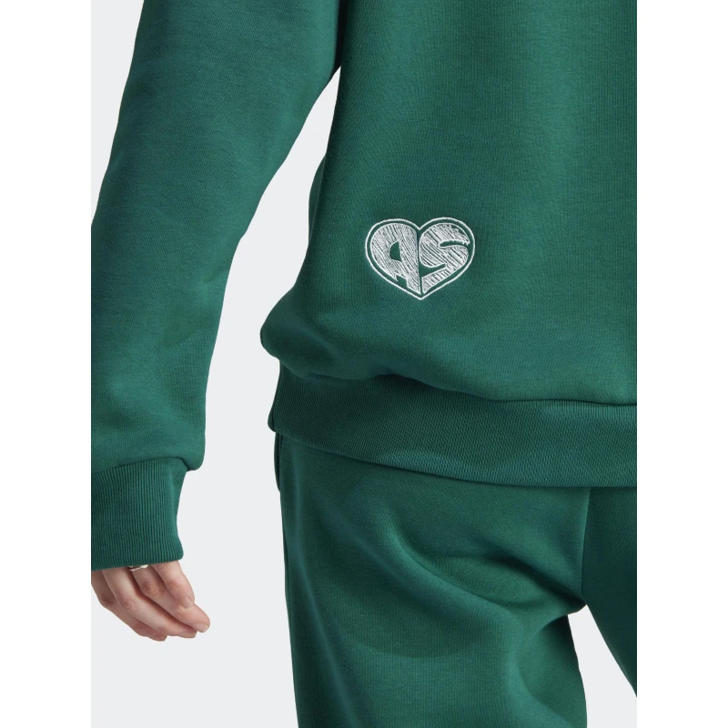 Sweat à Capuche Motifs Brodés Vert Fôret Femme - Adidas – Image 2