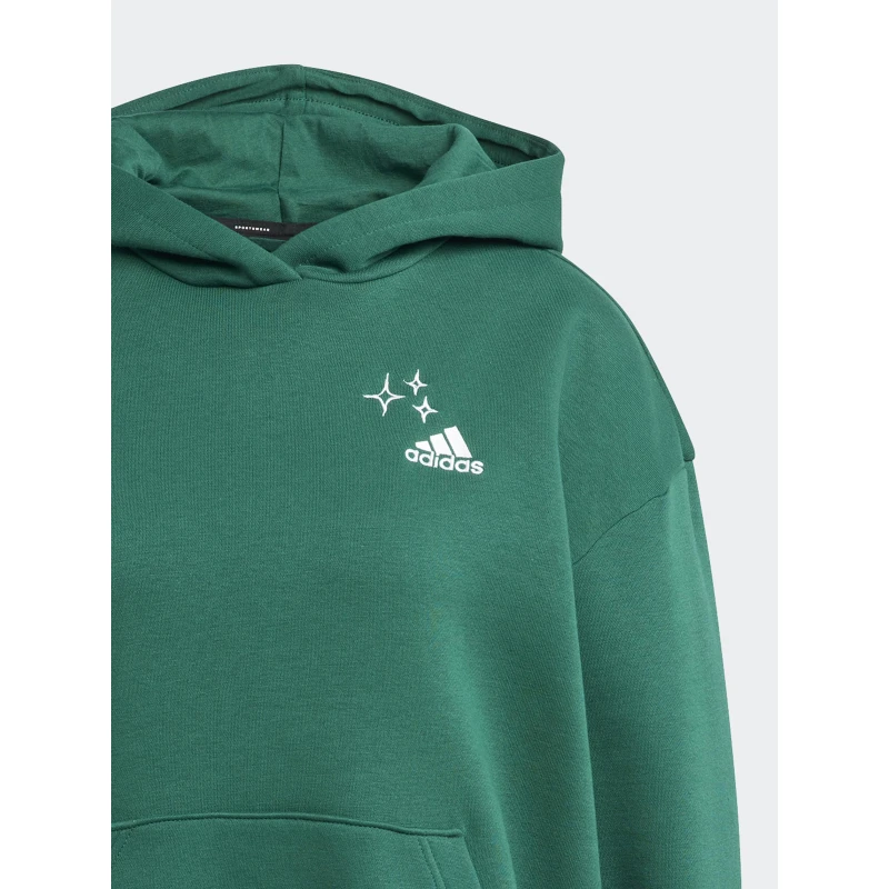Sweat à Capuche Motifs Brodés Vert Fôret Femme - Adidas – Image 3