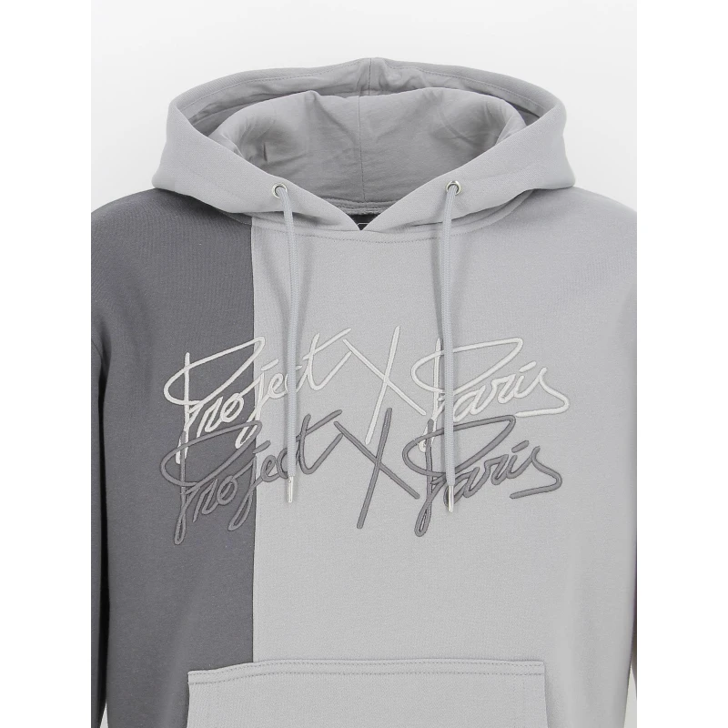 Sweat Ă Capuche Tricolore Double Logo Gris - Project X Paris â Image 3