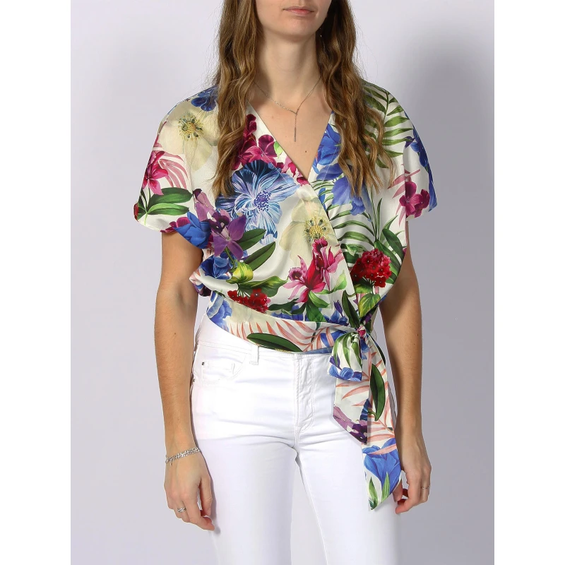 T-shirt Ă Noeud Floral Alva Multicolore Femme - Guess