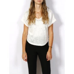 T-shirt Bibou Ă Clous CrĂšme Femme - Le Temps Des Cerises