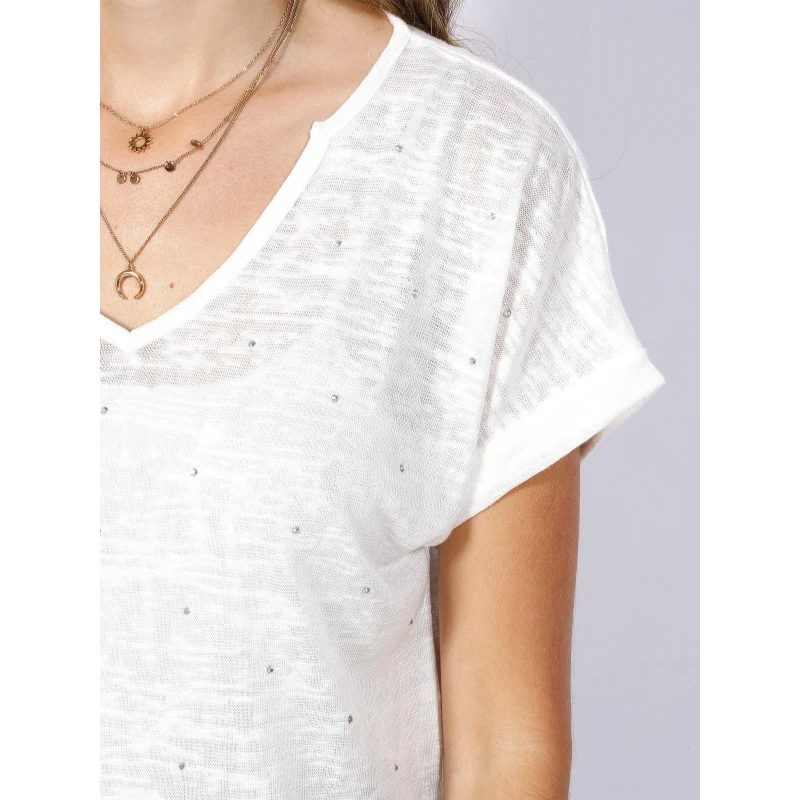 T-shirt Bibou à Clous Crème Femme - Le Temps Des Cerises – Image 4