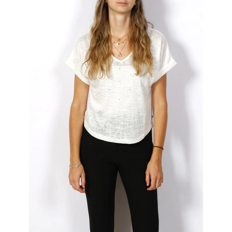 T-shirt Bibou à Clous Crème Femme - Le Temps Des Cerises