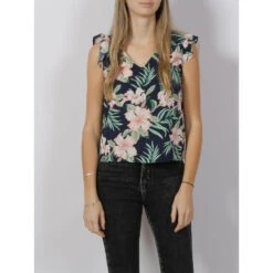 T-shirt Floral Sylvie Bleu Marine Femme - Only