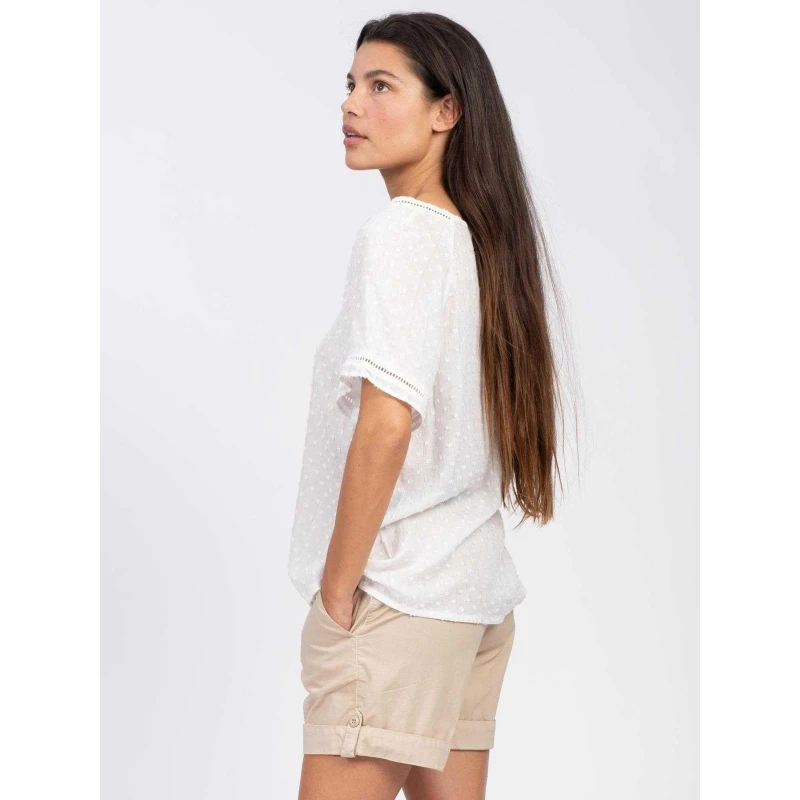 T-shirt Pois BrodĂ©s Rayures Argent Blanc Femme - Sun Valley â Image 2