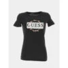 T-shirt Round Logo Noir Femme - Guess