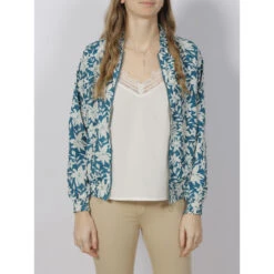 Veste Bomber LégÚre Leesa Bleu Blanc Femme - Tiffosi